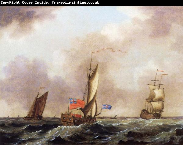 Francis Swaine A royal yacht and a merchantman in choppy seas